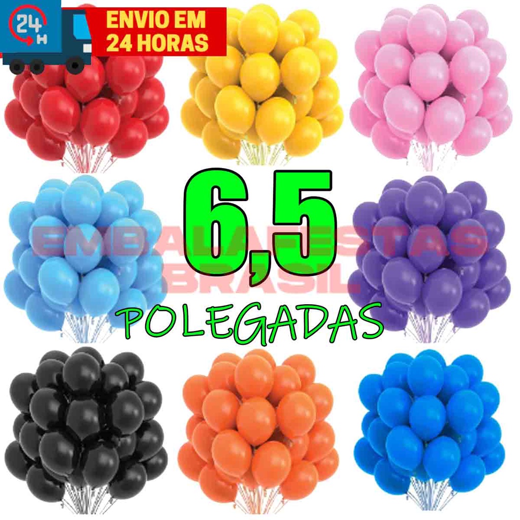50 Balão N 6,5 LATEX LISO Bexiga Decoração Festa Aniversário Eventos - 14 Cores Disponíveis