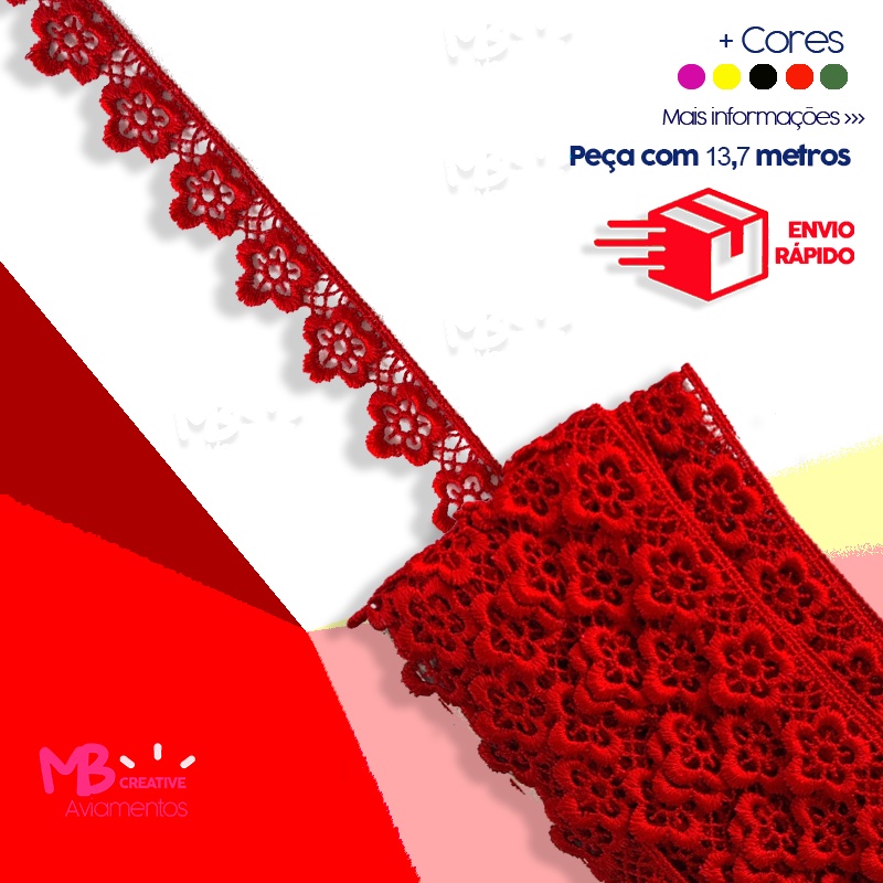 Renda Guipir CHL 615 - 2 cm - Peça com 13,7 metros em Oferta na Shopee