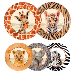 Capa Sousplat Safari Kids 35 Cm Mesa Posta Jogo Americano Infantil Jantar Festa Decoração