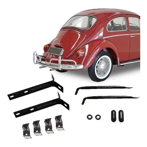 Kit Suporte Tubo Calco Para-choque Traseira Fusca 1200 59 69