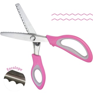 Tesoura De Picotar Escalope Tecido Papel Eva Profissional Patchwork Scrapbook Rosa em Oferta na Shopee