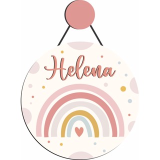Enfeite Porta Maternidade Arco Iris Boho - Nome personalizado - Decoração para quarto! GUI...