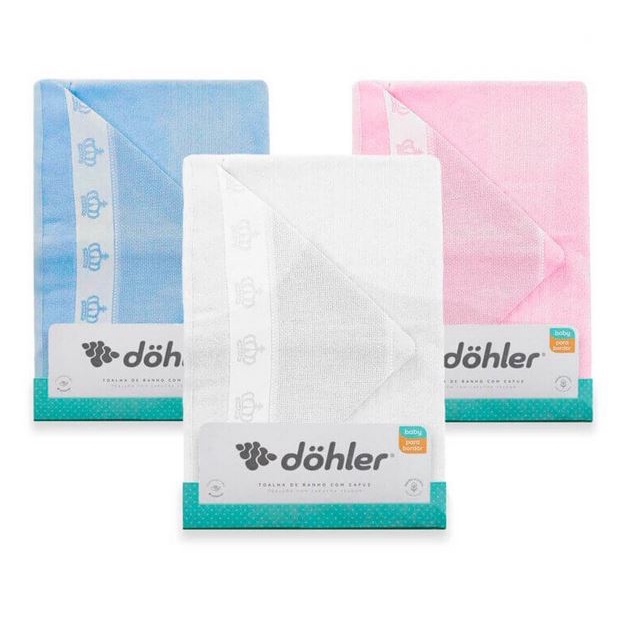 Toalha de Banho com Capuz para Bordar Ponto Cruz Baby Dohler