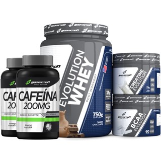 Kit Evolution Whey Creatina Bcaa + 2x Cafeína - Bodyaction