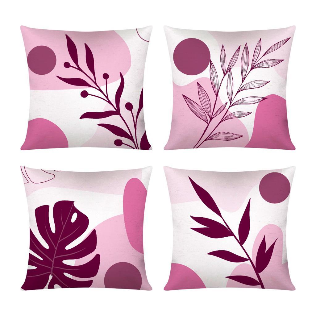 Kit 04 Capas De Almofada 45x45 Folhagem Pink Novidade em Oferta na Shopee