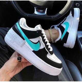 nike air force 1 shadow white/black/blue