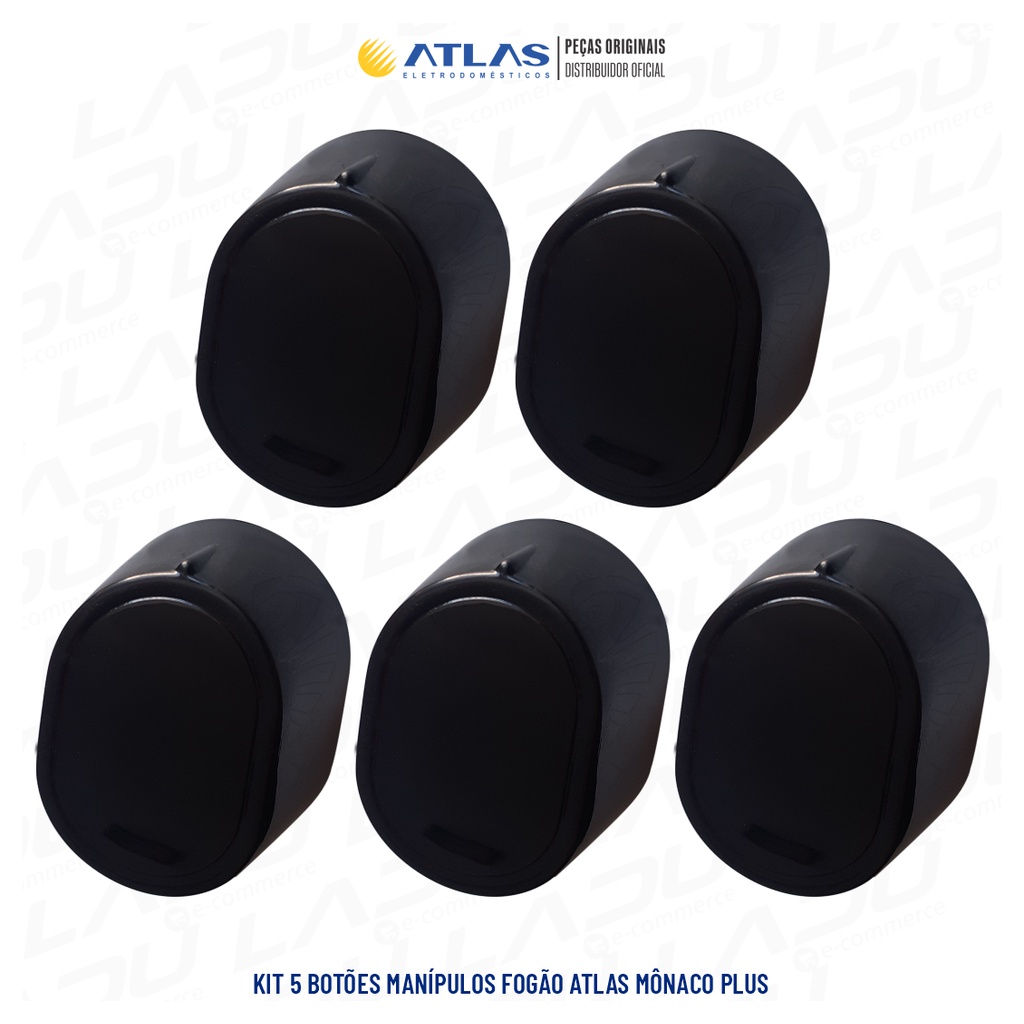 CONJ. C/ 5 BOTÕES MANÍPULOS PARA FOGÕES ATLAS MÔNACO PLUS / MÔNACO PLUS TITAN 100% ORIGINAL em Oferta na Shopee