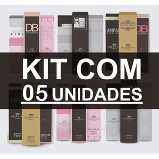 Kit com 5 perfumes de bolso Originais Amakha de 15ml