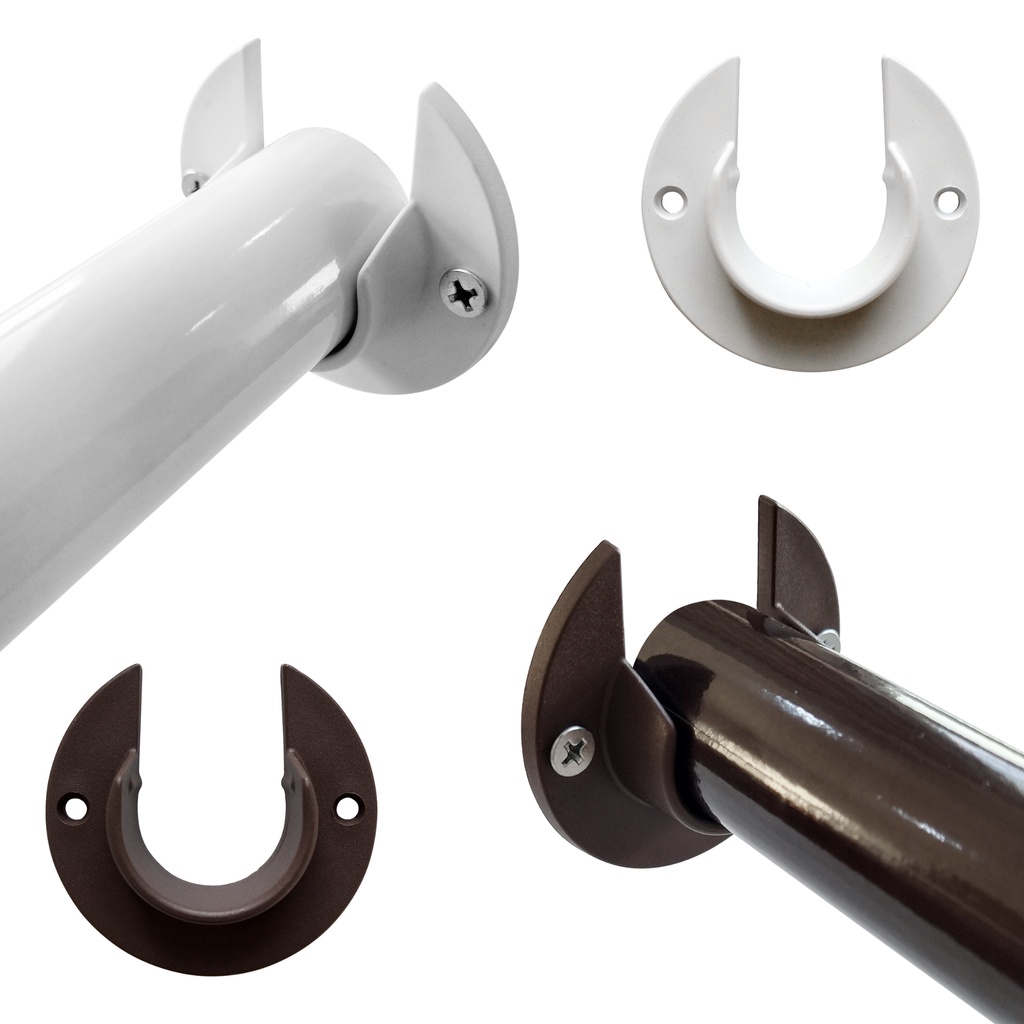 Suporte Flange Para Varão de Cortina Parede Canto a Canto 28mm Roseta Provador Varias Cores