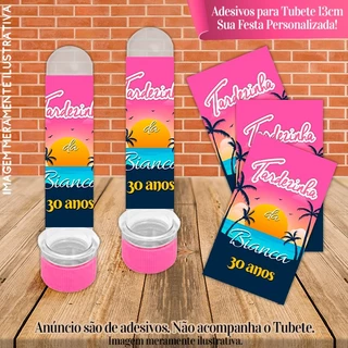 Rótulos adesivos para tubetes de 13 cm Personalizados Tardezinha