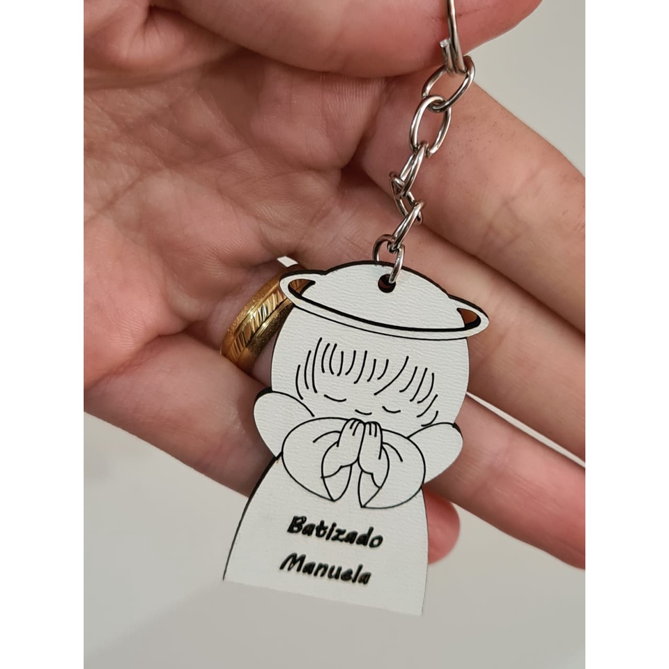Kit 15 Chaveiros personalizado Anjo Batizado