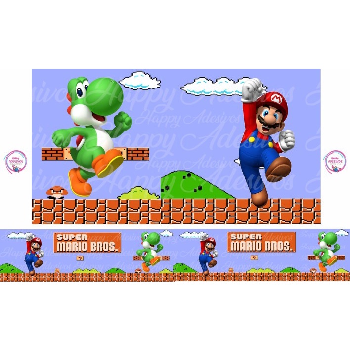 Faixa Adesiva Decorativa Para Quarto Infantil Menina Menino Papel De Parede Super Mario Bros Colante Fita Adesivo Vinil Jogo De Video Game Super Nintendo Playstation Console