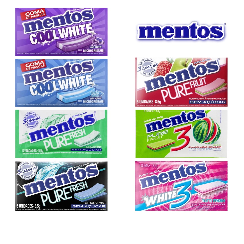 Mentos Chiclete Kit 3 Caixa De Balas Sem Açúcar Pure Fresh Perfetti Van Melle Escorrega O Preço 5662