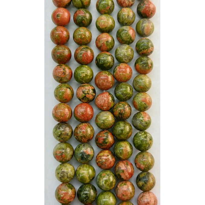 Contas de Pedra natural Unakita 08 mm / Fio