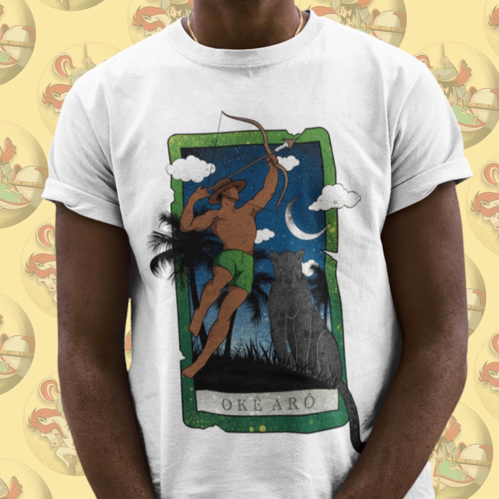 Camiseta Premium Religiosa Umbanda Candomblé Tarot Orixá Oxóssi Algodão 30.1 Arte 156