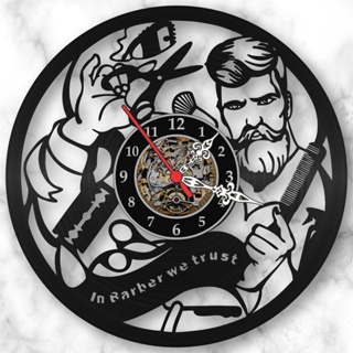 Relógio Disco Vinil de Parede Retrô Barbearia Barber Shop - LP Ilustrado Promoção em Oferta na Shopee