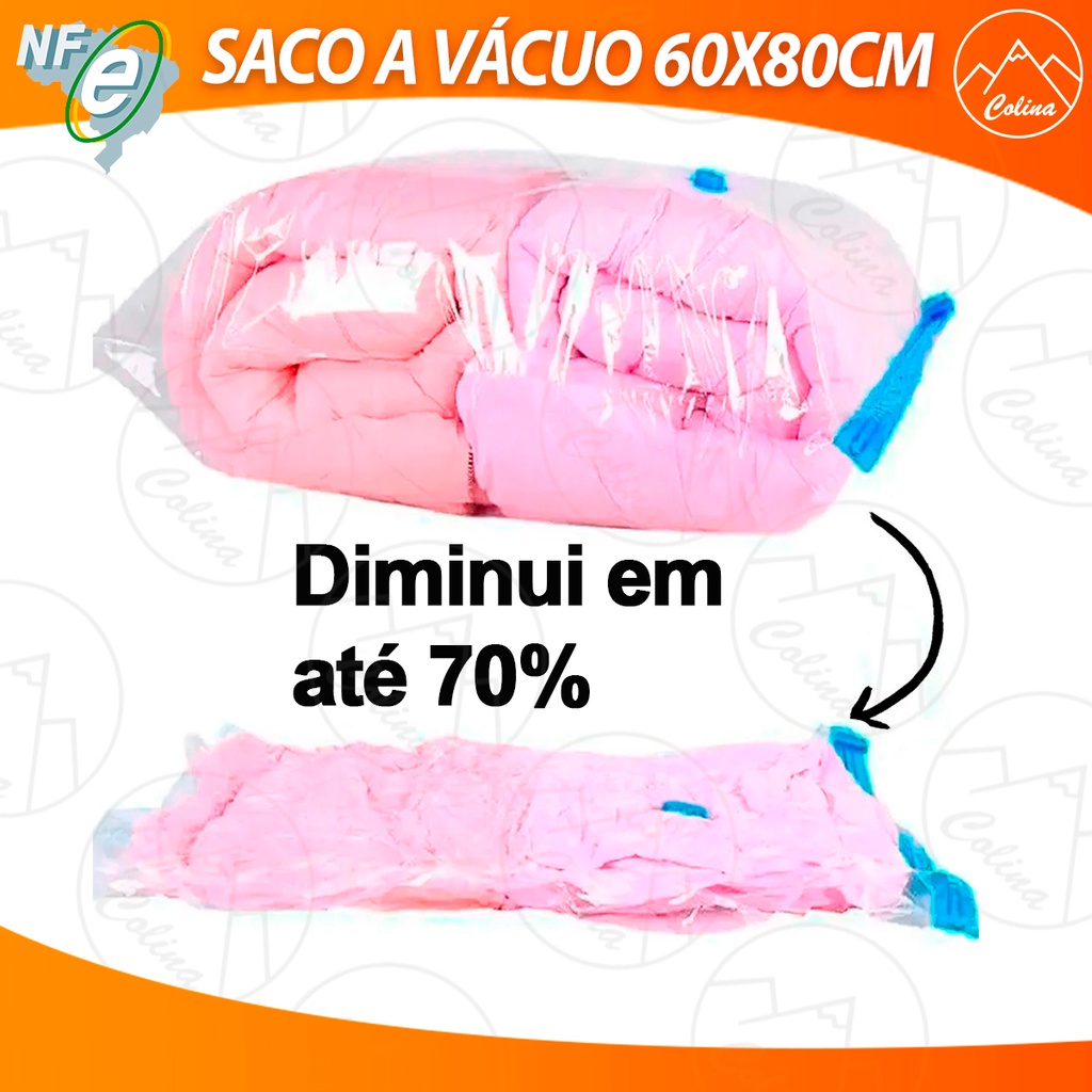 Saco À Vácuo 60x80cm Organizador Edredom Cobertor Roupa em Oferta na Shopee