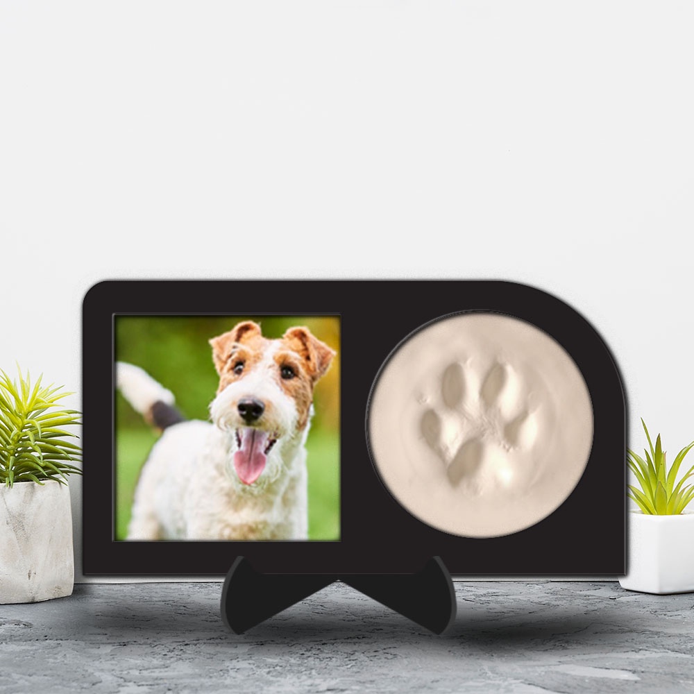 Porta Retrato com Molde da Patinha do Seu Pet - Lembrança Eterna - Molde Pata Cachorro Dog - Presente para Animais