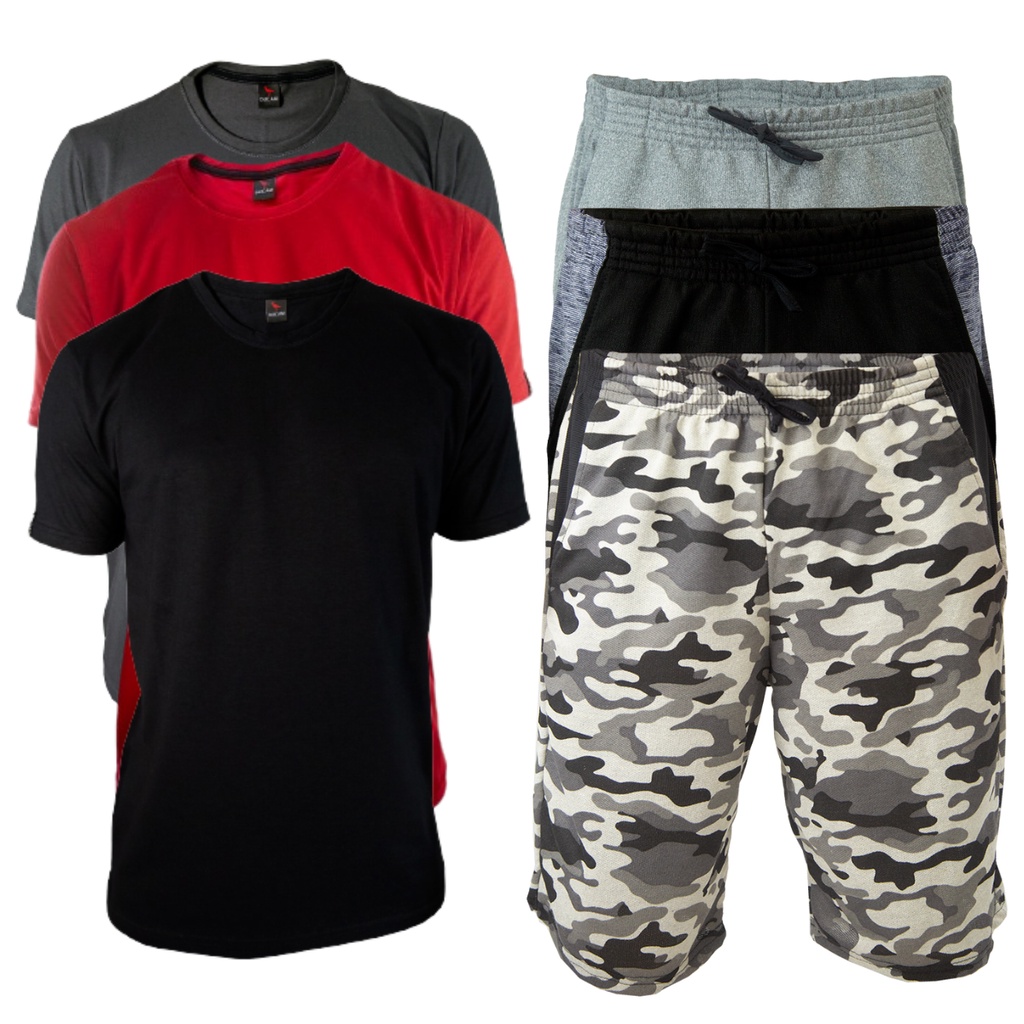 Conjunto Bermudas Moletom masculina Camiseta Masculina Basica Academia Treino Promoção Cores Sortidas