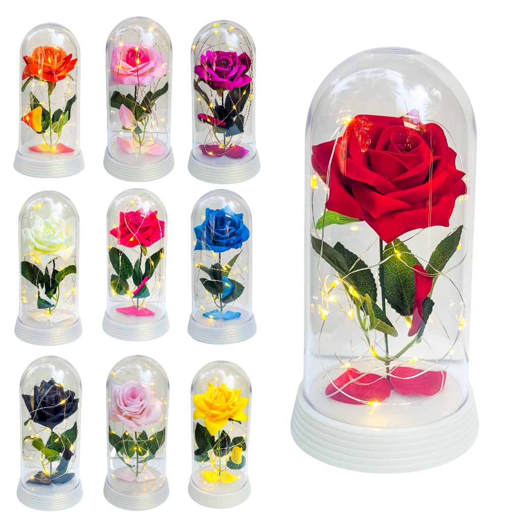 1 Luminária A Rosa Encantada A Bela e A Fera/ O Pequeno Príncipe Presente para namorada G Base Branco Pérola Luzes de LED branco quente