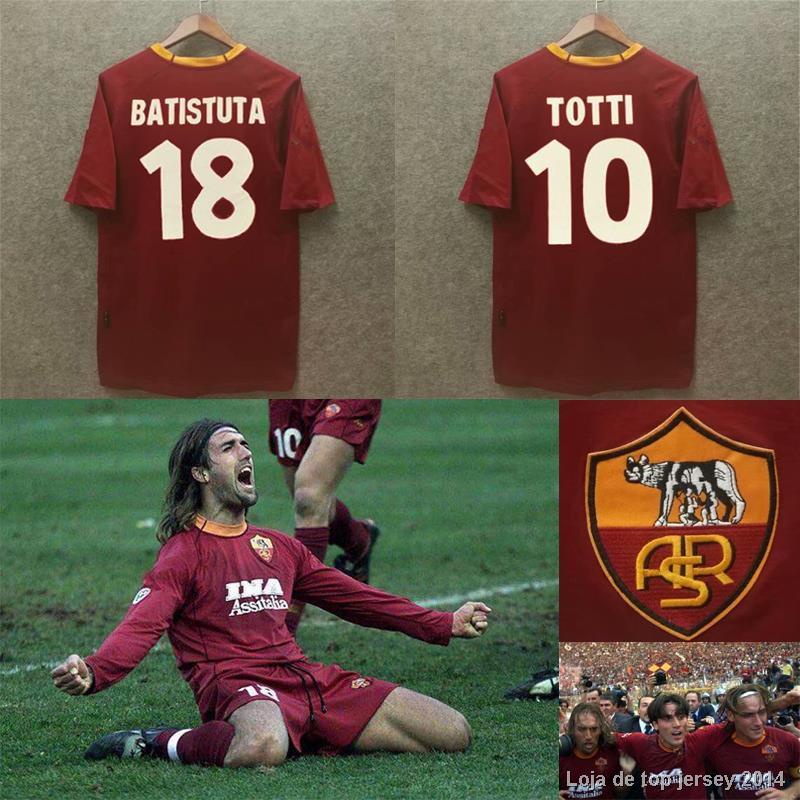 ASローマ TOTTI 10 NAKATA 8 シャツ Retrô 00/01 Roma Casa camisa Totti 10 Batistuta 18 Nakata Yingshou