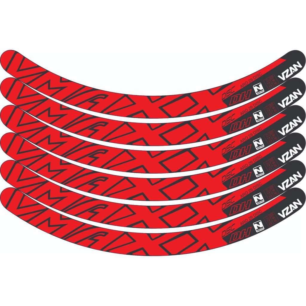6 Adesivos Aro 29 Vmaxx Freio A Disco kit para 1 roda vermelho