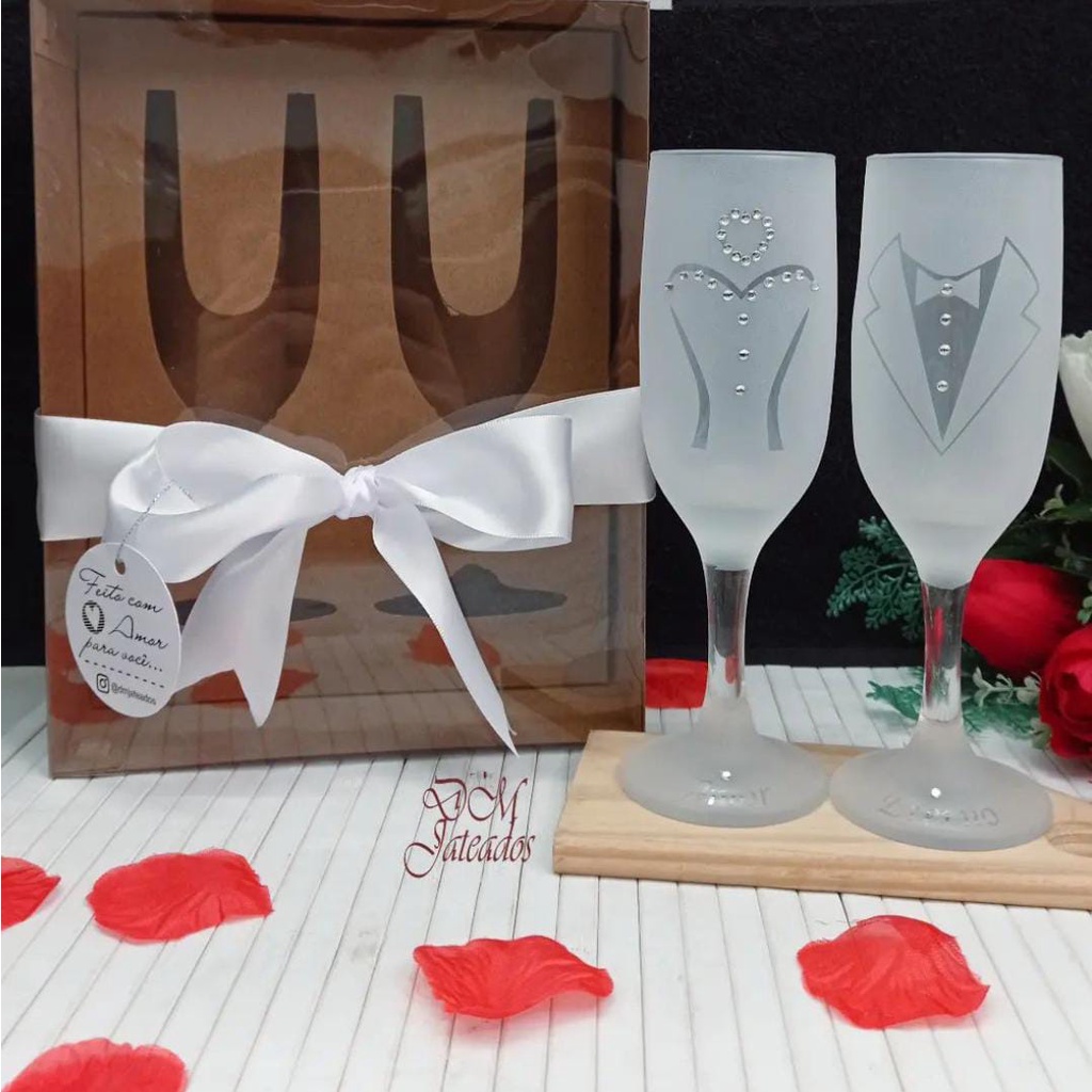 Taças para os Noivos Personalizadas de vidro - Amor Eterno em Oferta na Shopee