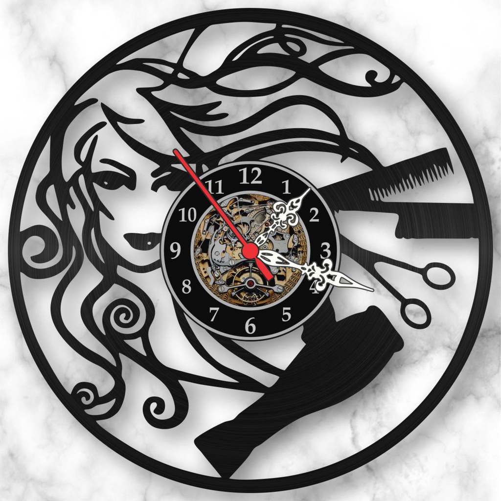 Relógio Parede Salão Beleza Cabeleireiro Vinil Lp Decoração Promoção