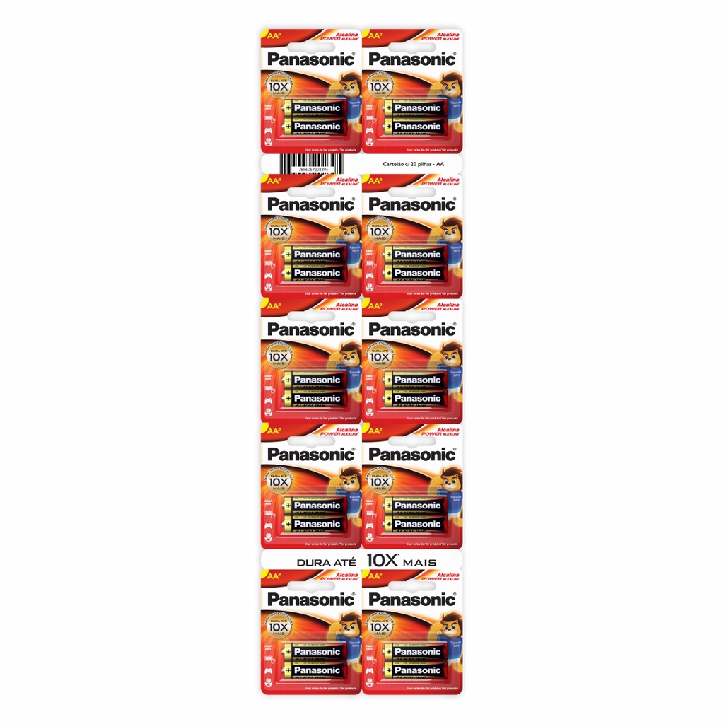 20 Pilhas Alcalinas Panasonic AA