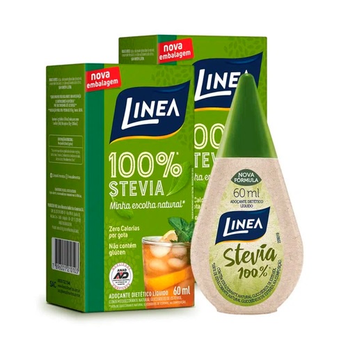 Kit C/2 Adoçante Línea 100% Stevia Líquido 60ml - Envio Rápido em Oferta na Shopee