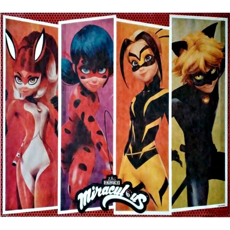 Tnt Painel Desenho Ladybug Miraculous poa 1,00m X 1,40m.Tipo Tecido, Para Festas, Decoração, ou como Papel de Parede.