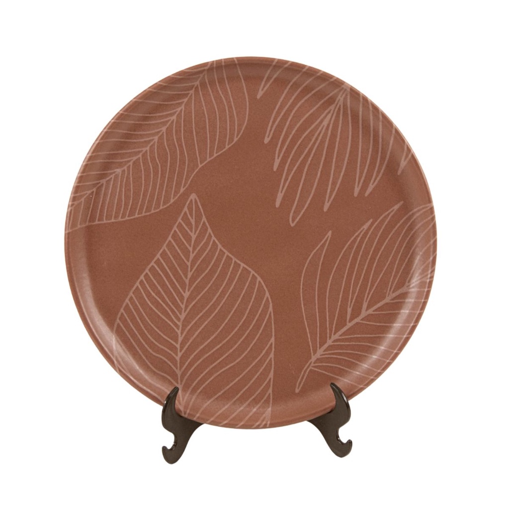 JOGO 2 PRATOS DE SOBREMESA LINHA BIO STONEWARE VERÃO EM CERAMICA COR TELHA 21,5 CM MESA POSTA