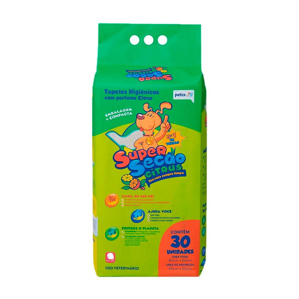 Tapete Higiênico Super Secão Citrus Para Cães 30 Unidades em Oferta na Shopee