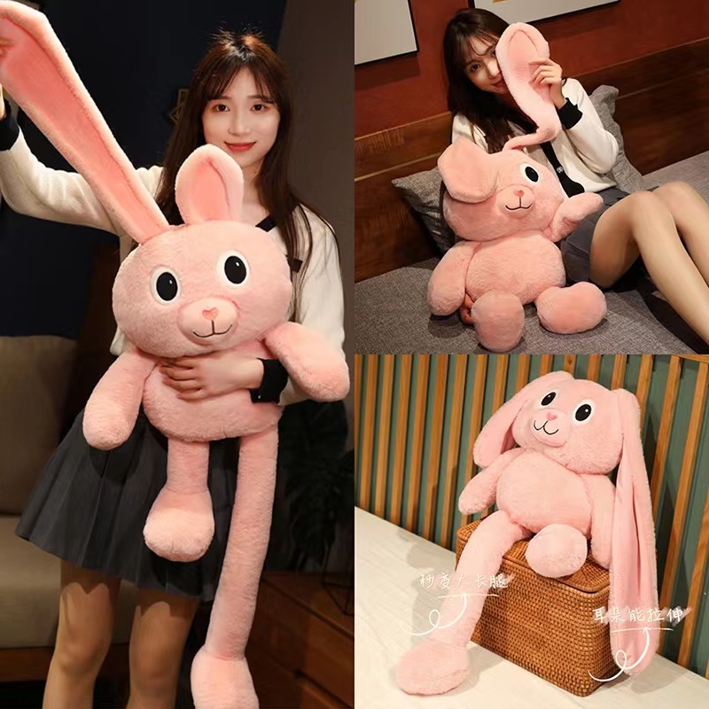 Puxar a orelha boneca de coelho/brinquedo de pelúcia/brinquedo criativo menina/orelhas pode ser alongado