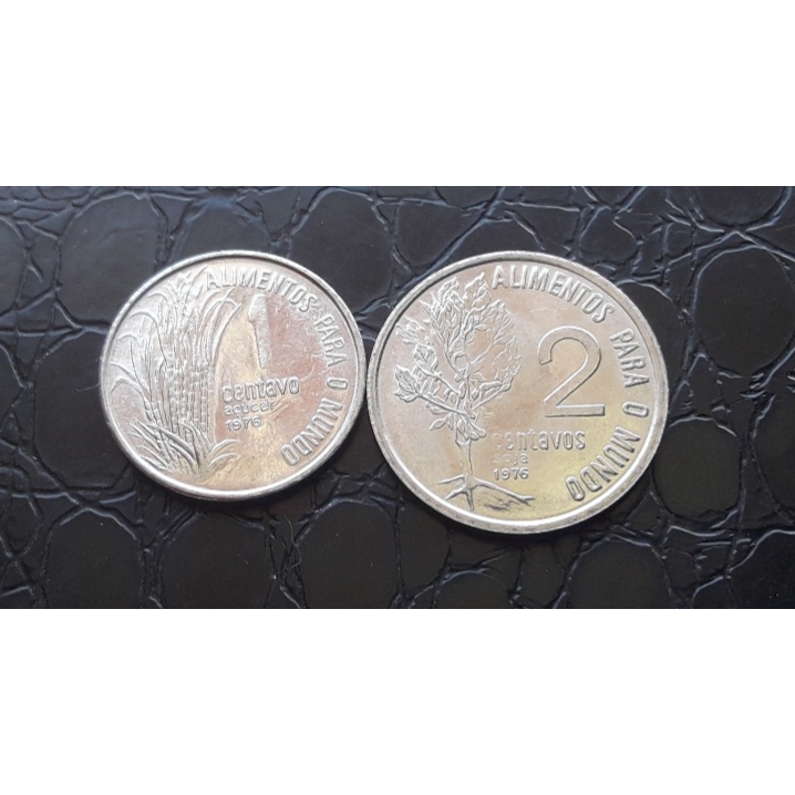 Moedas de 1 e 2 Centavos 1976 - FAO Soja