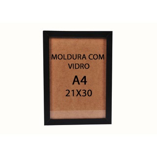 Quadro A4 Certificado Preto Com Vidro 21x30cm