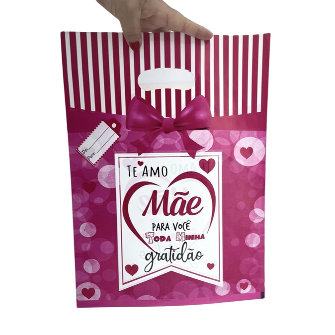 50 Sacolas Boca de palhaço DIA DAS MÃES embalagem para presente em Oferta na Shopee