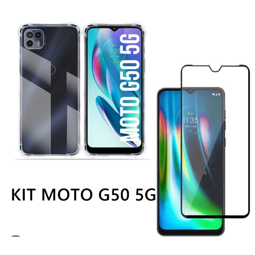 Kit Capa Capinha Case Anti impacto Moto G50 5G + Pelicula Vidro 3D