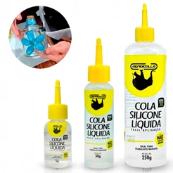 Cola Silicone Artesanato Tek Bond Para Trabalhos Escola Artísticos Isopor Papel Papelão Tecidos EVA