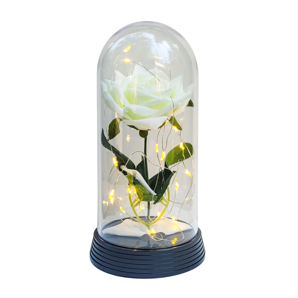 Luminária A Rosa Encantada A Bela e A Fera/ O Pequeno Príncipe Presente para namorada G Base Preto Luzes Branco Quente Rosa Branca
