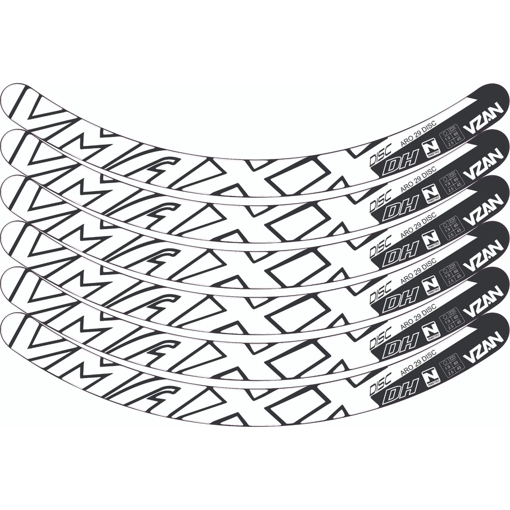 6 Adesivos Aro 29 Vmaxx Freio A Disco kit para 1 roda Branco