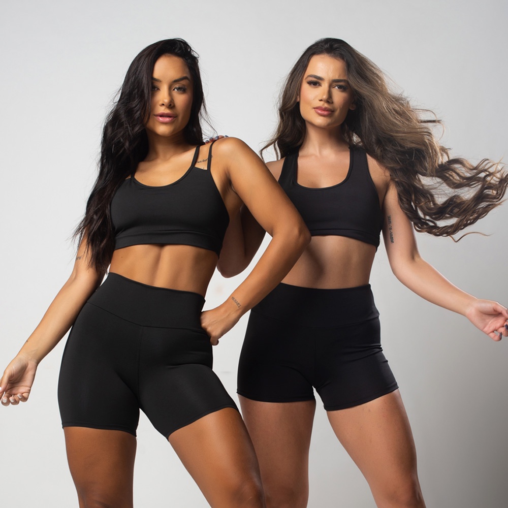 KIT 2 ConjuntoS Academia Top Alcinha Básico e Shortinho Básico Fitness