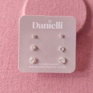 Trio de Brincos Prata 925 Zircônia Redonda | Ponto de Luz 2mm 3mm 4mm