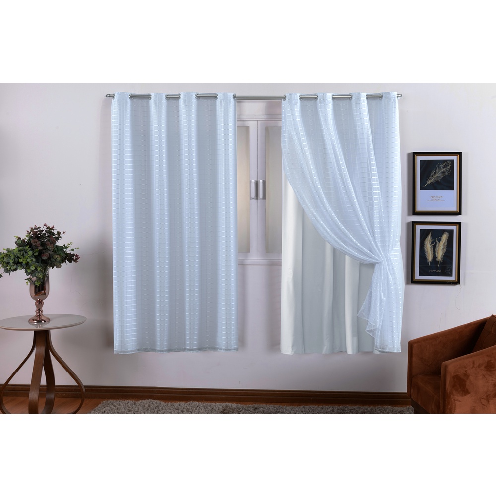 Cortina Curta PVC com Voil 2,20 x1,40 Promoção