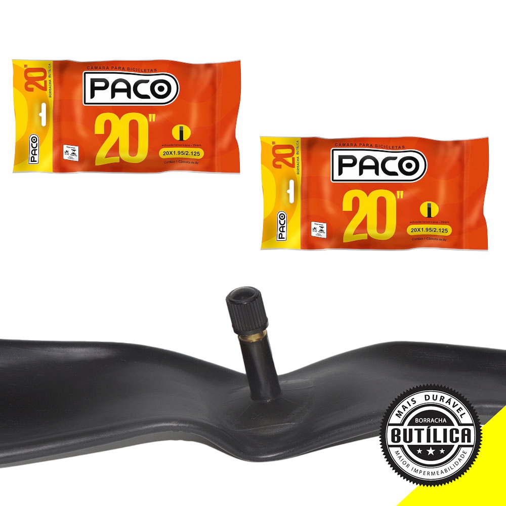 Par 2 Camara De Ar Bike Bicicleta Aro 20 X 1.95 A 2.125 Balão Valvula Grossa Bmx