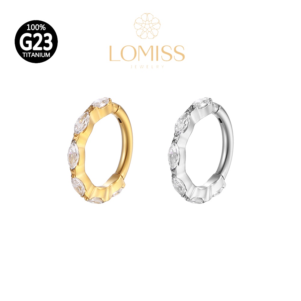 Piercing Orelha Argola Titânio PVD Clik Zircônia Cravejada《Lomiss semijoias》 em Oferta na Shopee