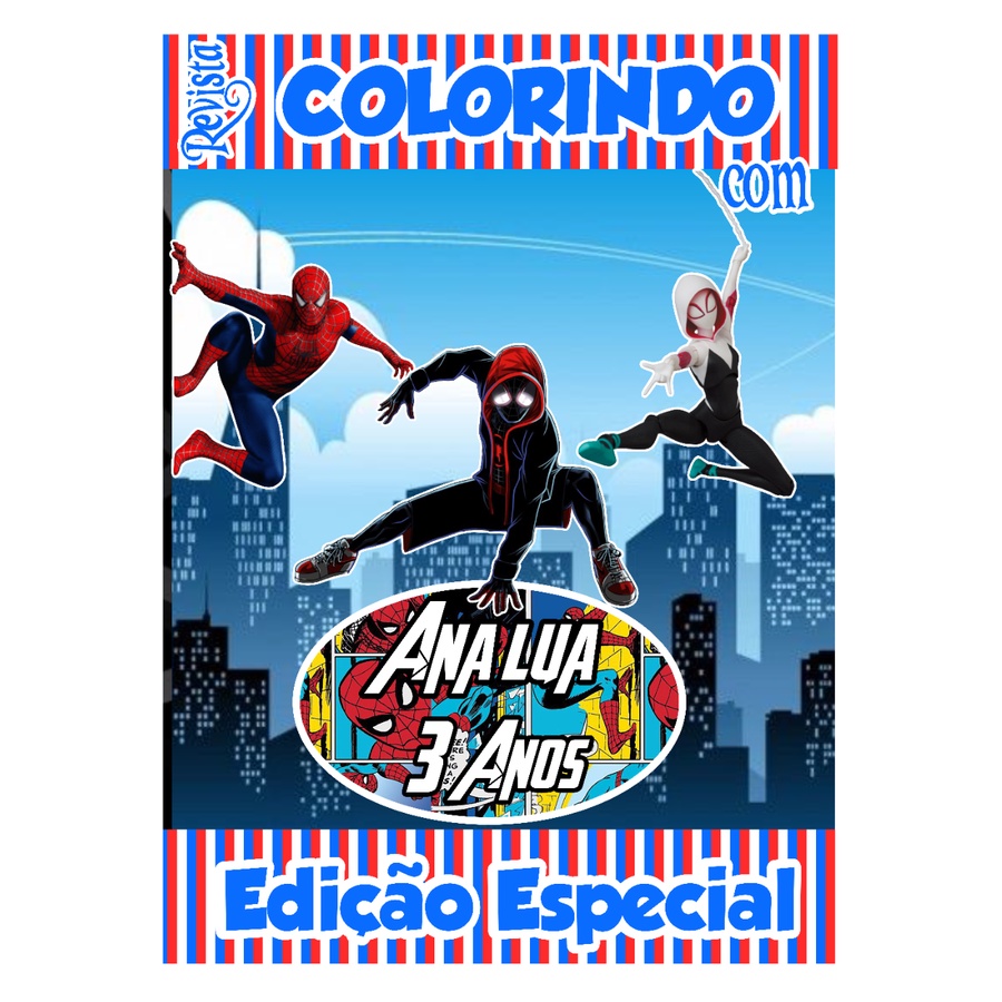 Livro De Colorir Personalizado / Revistinha de Colorir  - Tema: Aranhaverso Homem Aranha