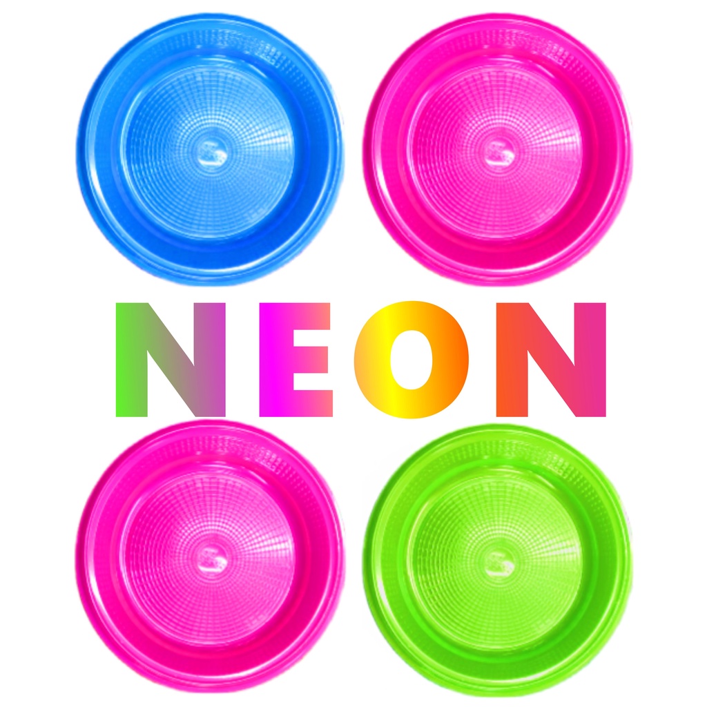 Prato Festa Neon Descartável 15cm 10 Unidades - Prato descartável Neon Festa Neon Prato Neon Pratos Descartáveis Sobremesa louça Descartável Decoração Festa Várias Cores
