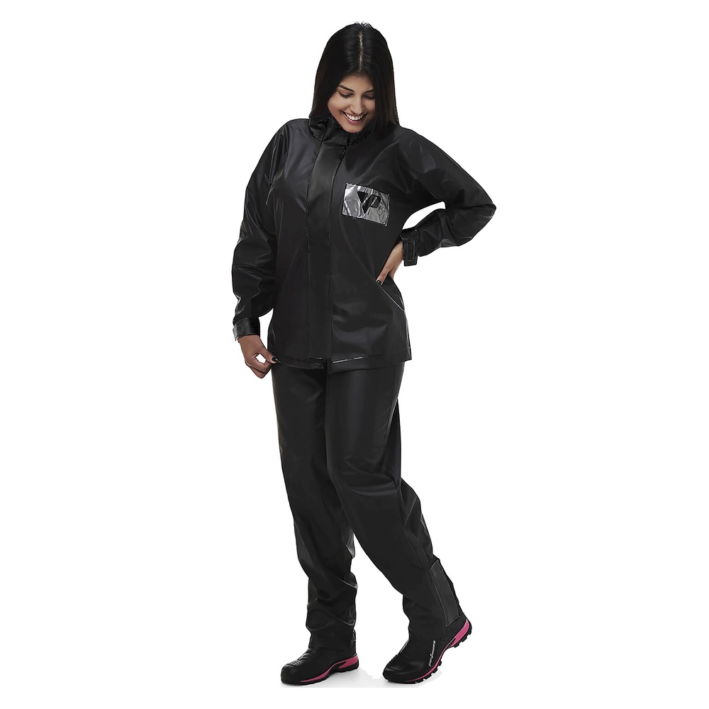 Conjunto Capa De Chuva Pvc Feminina Pantaneiro Moto Motoboy