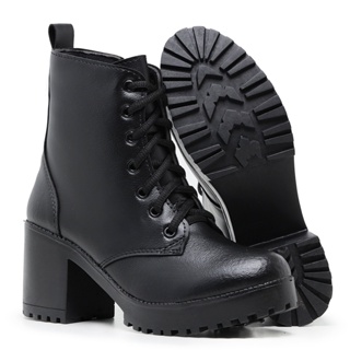 Bota Coturno Feminino Tratorado  Bota Tratorada Feminina Salto Grosso Zíper Lateral Confotável Direta da Fábrica em Oferta na Shopee